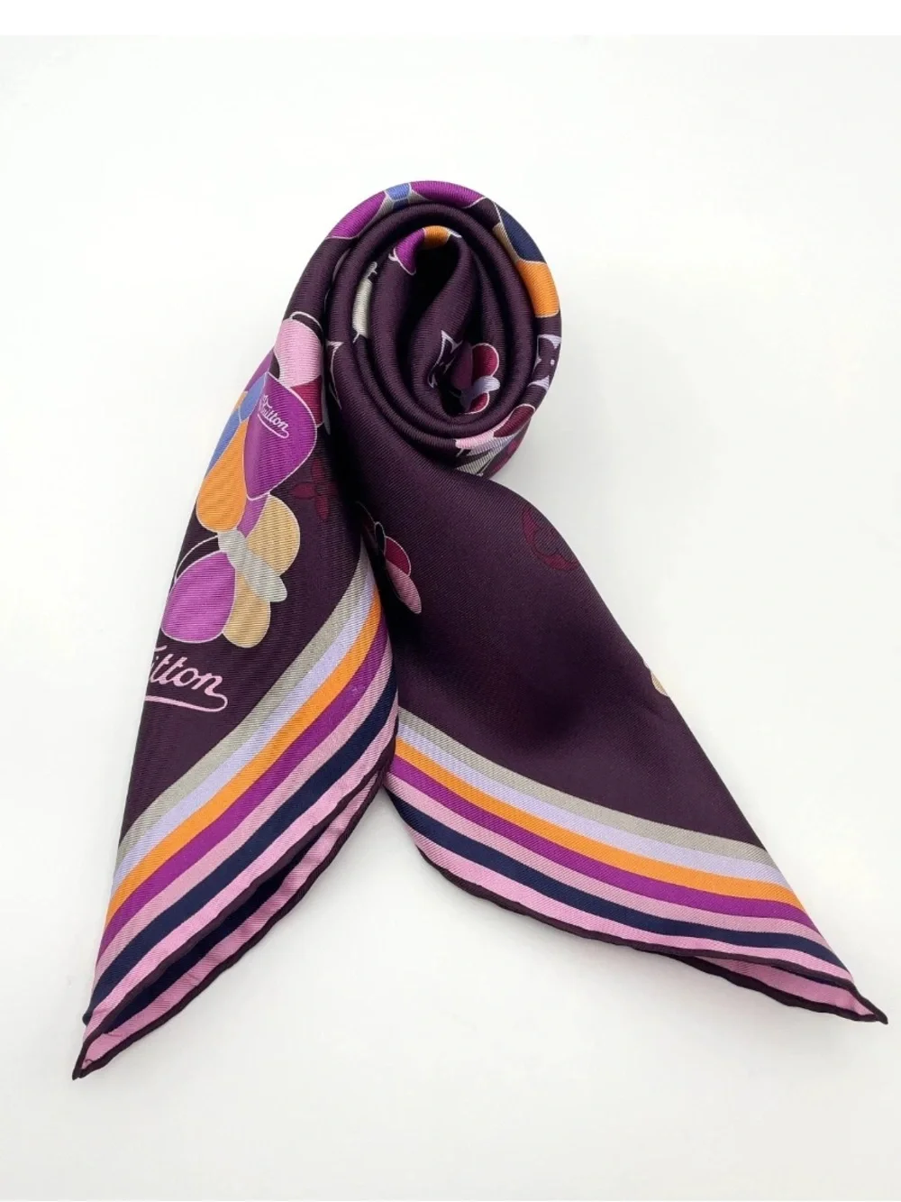 Louis Vuitton Carré 70 Monogram Butterfly Purple Multi Silk Scarf